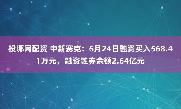 投哪网配资 中新赛克：6月24日融资买入568.41万元，融资融券余额2.64亿元